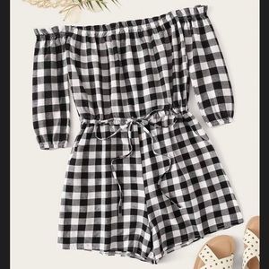 SHEIN Plaid Romper